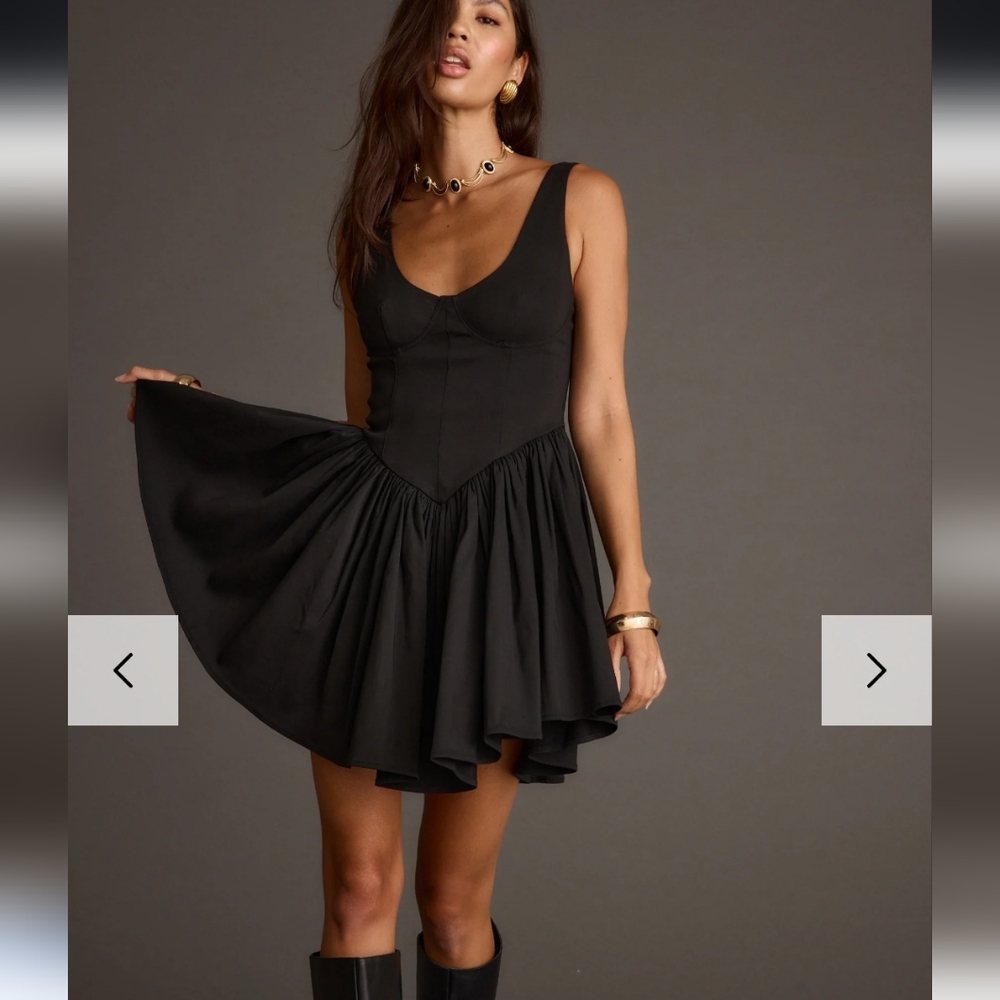 Kit Black Drop Waist Mini Dress